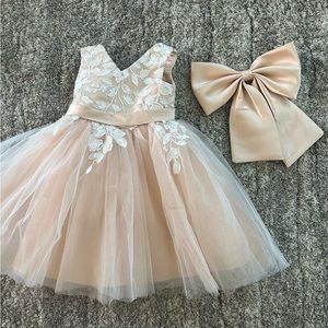 Flower Girl/Princess Dress Sleeveless Lace Tulle Ivory Pink Size 3T